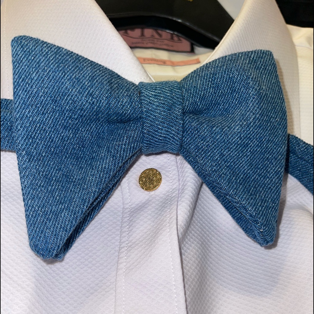 Handmade Overstuffed Denim “Tom Ford Style” Bow Tie